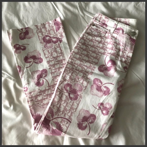 ✨Authentic Vintage Y2K Christian Dior Cherry Blossom Diorissimo Cotton Pants - Picture 10 of 13